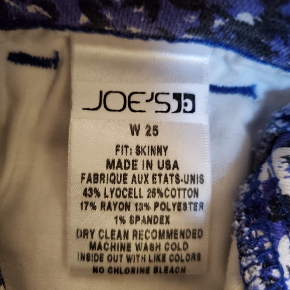 Joe's Jeans Skinny Fit Electric Blue Pop Art 0 - Picture 5 of 6